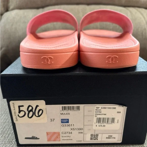 Saks Fifth Avenue Pink and Orange Women's Sandals - Picture 6 of 9